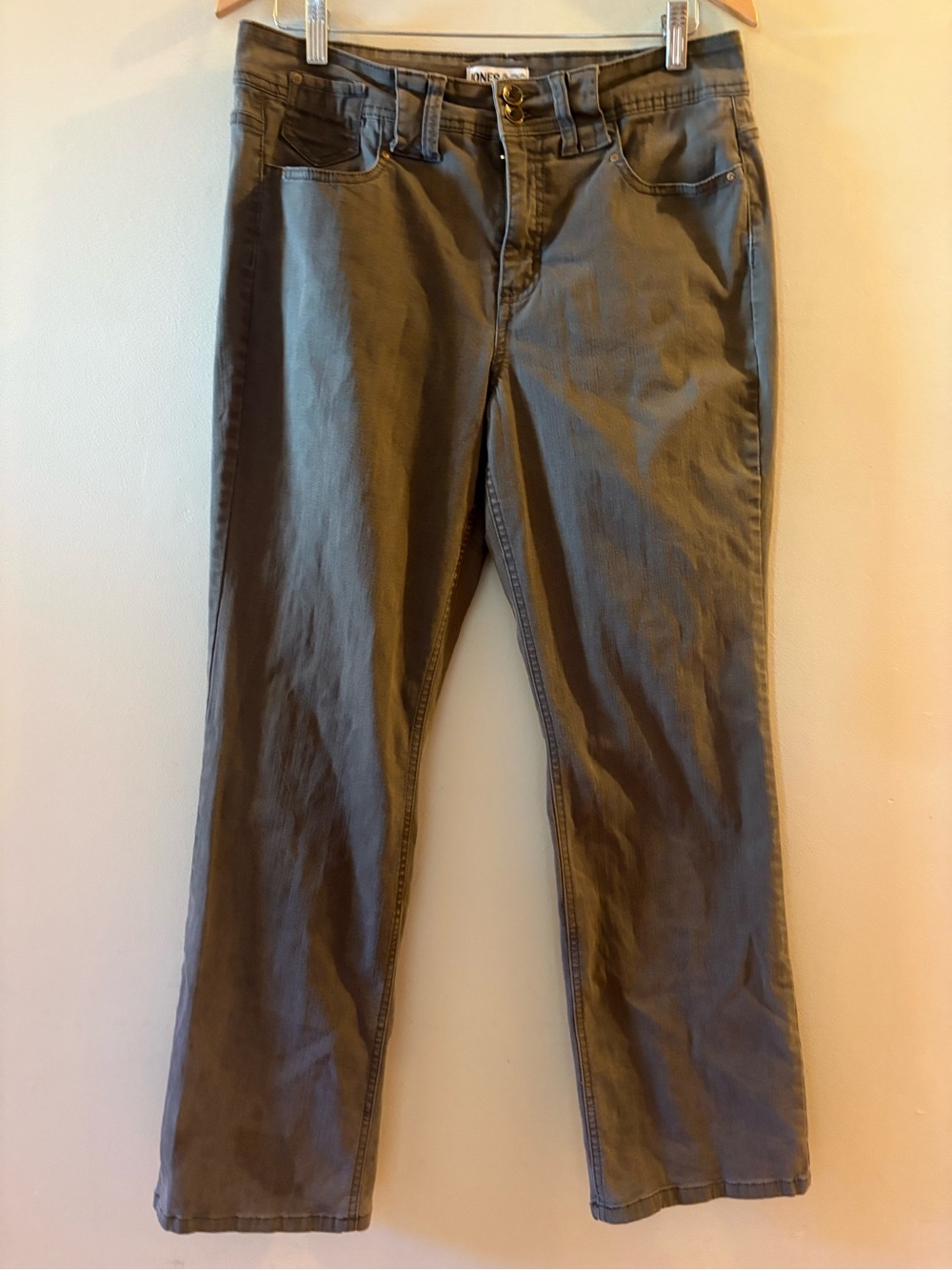 Jones & Co. Olive Green Lexington Straight Leg Jeans women’s Sz 12.